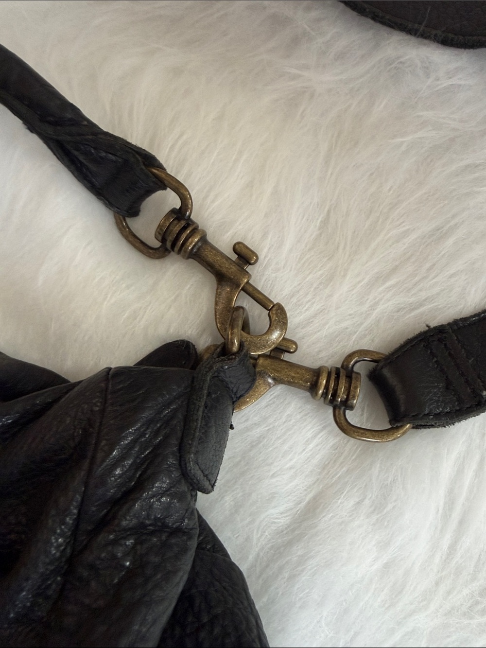 Liebeskind Black Leather Shoulder Bag with Brass Hardware - Picture 2 of 4